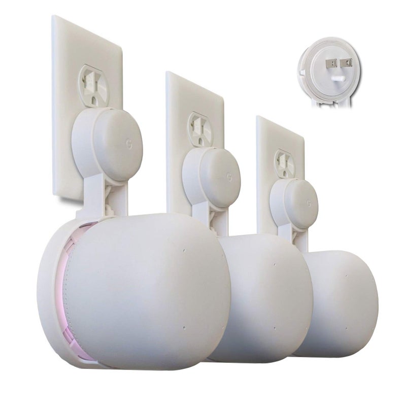 Mount Genie Nest WiFi Point Genie: The Simplest Lowest Profile Outlet Holder Mount for Google Nest WiFi Point | Reinforced Support | Great Sound | Open Access | No Messy Screws! (3-Pack) - Image 1